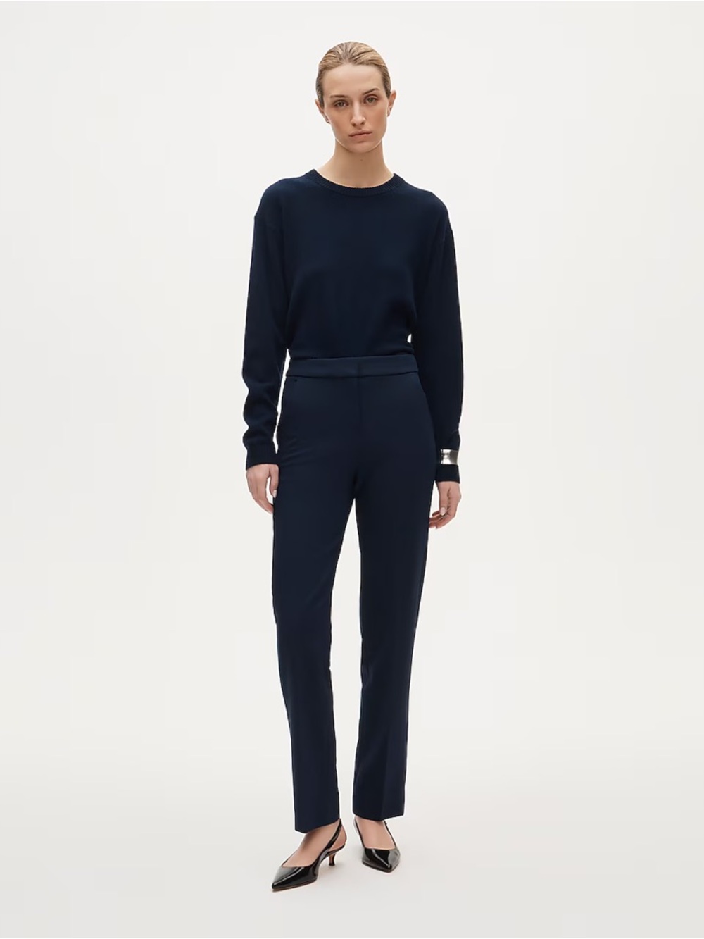 J. Crew Kate Straight-Leg Pant in Four-Season Stretch Size 10 Petite Navy